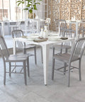Gael Indoor Outdoor Modern Metal Dining Chairs Set of 2 For Restaurants and Homes at a patio dining table