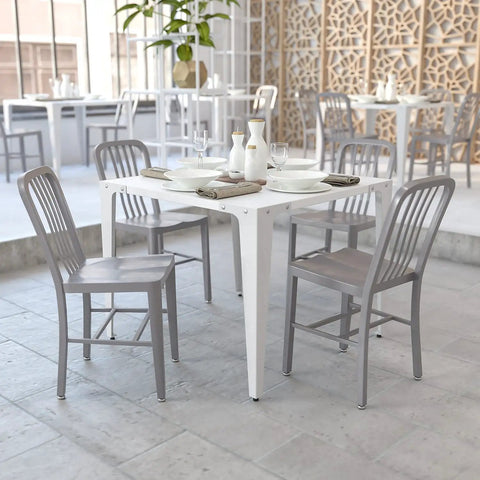 Gael Indoor Outdoor Modern Metal Dining Chairs Set of 2 For Restaurants and Homes at a patio dining table
