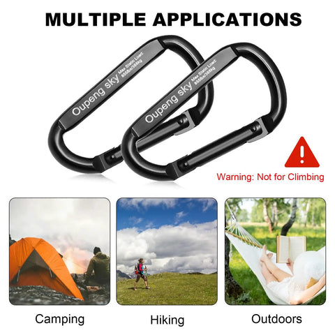 Beefy 2-Pack 3-Inch Heavy-Duty Carabiner Clips 855 Lb Rating Non-Locking Spring Hook Carabiners For Hammocks Camping Hiking Dog Leash