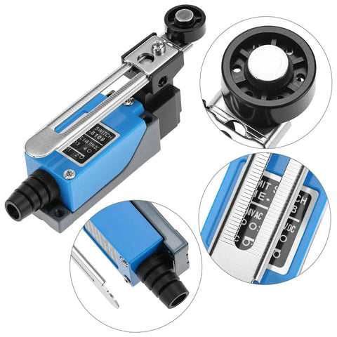 Duo Pack Adjustable Roller Lever Arm Momentary Limit Switch With DPDT NC NO Contacts For CNC Mills And Routers Metal Construction Mini Limit Switch Set, blue metal housing