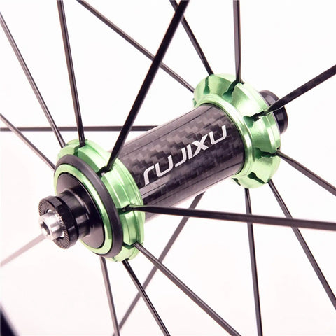 Ultra Light Carbon Wheelset For Road Racing 700C Front 100mm Rear 130mm V Brake Quick Release, carbon fiber hub detail