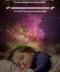 Nebula Star Projector With Effects And 15 Lighting Modes creating a soothing star nebula effect above a sleeping child.