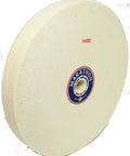 Top Shelf Heavy Duty Carbonized Wool Buffing Wheel Eight Inch Diameter One Inch Thick Five Eighths Inch Arbor Mount side view showing hard texture.