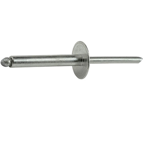 Gutsy Large Flange Pop Rivets 3/16 X 1 Inch 25 Pack Heavy Duty Premium Stainless Steel blind fastener close-up view.