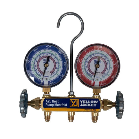 Pro Grade Hustle Ready 2 Valve A2l Heat Pump Manifold Kit With Analog High And Low Side Gauges Built Tough For R32 R410a And R454b Systems Paired With Three Plus Ii Hoses That Nail Every Connection