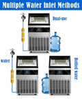 No Fuss Countertop Nugget Ice Maker With Self Cleaning Cycle And Chill Quiet Motor features multiple water inlet methods for easy use.