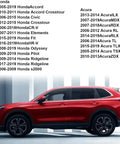 Side view of a red Honda SUV under bright lighting against a white background with compatibility list for Honda and Acura models.