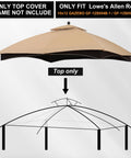 Replacement Canopy Top Only For 10x12 Allen Roth Lowes Gazebo Beige Polyester UV Protected and Water Repellent sun shelter