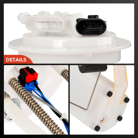 Close-up details of Electric Fuel Pump Module Assembly With Pressure Sensor For 2000 To 2005 Chevrolet Astro And GMC Safari V6 4.3L Replacement Fits E3506M FG0288 FG0127 Direct Fit Plug And Play
