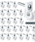24 Pack White Wire Shelf Clips With Brackets Set for Closet Shelving Includes Screws and Expansion Tubes - Heavy Duty Wall Clips