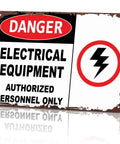 Danger Electrical Equipment Authorized Personnel Only Sign No Nonsense 8x12 Inch Aluminum Wall Art with lightning bolt symbol