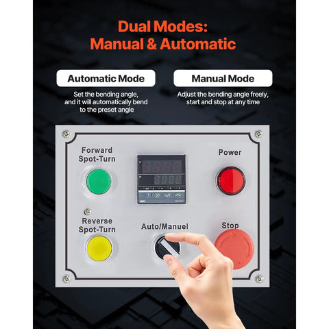 Control panel showing dual modes for Heavy Duty Electric Pipe Bender Providing No Sweat Bending For Fast Metal Fabrication.