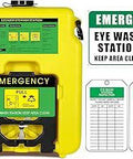 Heavy Duty Eyewash Station 14 Gallon OSHA Approved Wall Mounted Gravity Flow Indoor Outdoor Yellow with Sign and Tags