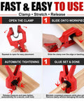 Illustrated instructions for Eight Pack Edge Band Spring Clamps For Edge Banding And Woodworking Adjustable Clips For Carpentry
