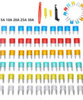 600Pcs Auto Fuse Kit With Blade Fuses 5A 10A 15A 20A 25A 30A For Cars And Trucks, displayed with puller tool.