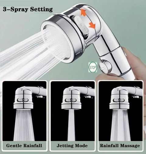 Sink Faucet Hose Sprayer Attachment Handheld Sprayer with On Off Valve and Seven Adapters Silver Shower Head 3 Spray Modes