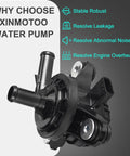 Top Shelf Auxiliary Electric Coolant Water Pump G9040-47090 showing black robust design and inlet/outlet connections for cooling system.