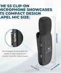 Wireless Classroom Voice Amplifier For Teachers With Clip On Mic System 15W Portable PA To Be Heard Clearly Without Shouting Bluetooth 12 Hour Battery Auto Pairing Ultra Lightweight Clip Mic WB005N showing clip-on microphone design and mute button