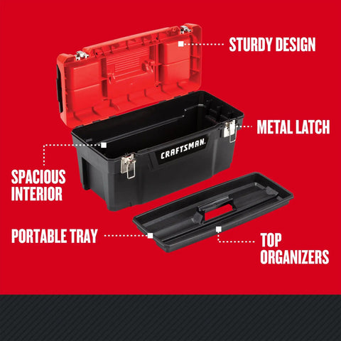 Heavy Duty Steel 20 Inch Lockable Tool Box With Super Slick Removable Tray And Sweet Small Parts Organizer For Secure Hardware Storage On Daily Shop Rig