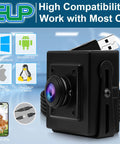 16MP USB Webcam With 180 Degree Fisheye Wide Angle Lens IMX298 Sensor UVC 2.0 Mini Box Housing 4K Web Camera for PC close-up view