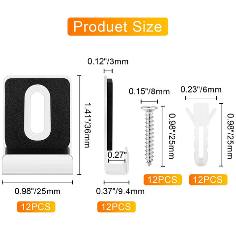 Rock Solid Mirror Clips With All Matching Screws For Secure Wall Mounting Frameless Bracket Hardware Built Tough With Heavy Duty Alloy Steel, 12PCS size details.