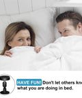 Black Adjustable Bed Frame Stabilizers With No Sweat Mounts For Quiet Sleep And Wall Protection That Squash Creaky Noise For A Chill Room Vibe And Totally Stress Free Sleeping Every Night with a couple peeking from under blankets.