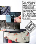 Image showing Boss Level 15 Piece U Shaped Steel Dash Console Trim Retainer Clips installed in various vehicle components.