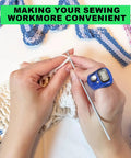 Smooth Slick Electronic Finger Counter With Real Lcd Tally Clicker Handy Pocket Digit Counter For Knitting Crochet Golf And Fidget Quick Reset Mini Display Pack In Cool Colors being used for crafting.
