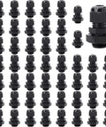 Waterproof Nylon Cable Glands 3/8 NPT Adjustable 4 To 8mm 0.16 To 0.31 Inch With Gaskets 50 Pack shown from top angle