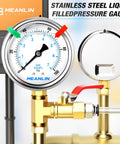 Stainless Steel Liquid Filled Pressure Gauge 0-100 Psi, 2.5 Inch Dial, 1/4 In NPT, Lower Mount, Glycerin Filled For Water Oil And Air Systems