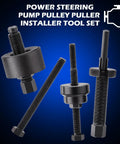 Power Steering Pump Pulley Tool Kit For Ford GM Chrysler Vehicles, Remover And Installer Set, shown with various tool components