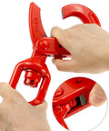 Rock Solid Grade 80 Drop Forged Steel Swivel Self Locking Safety Hook 2 Pack showing hand gripping the safety hook with locking mechanism.
