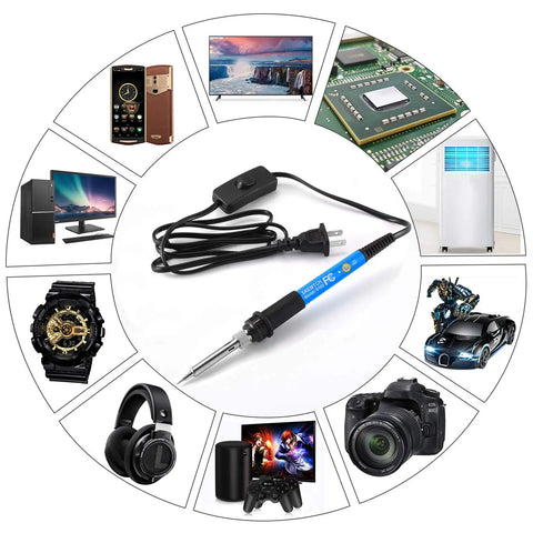9 In 1 Soldering Kit With 60W Adjustable Temp Soldering Iron On Off Switch Quick Heat Up Includes 5 Tips Solder Wire