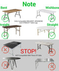 Image showing compatibility note for Heavy Duty 4 Pack Folding Table Leg Extenders With Three Level Adjustable Risers.