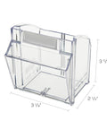 Interlocking Tilt Bin Storage System 6 Bin Unit In Clear And White, featuring a bin size of 3.5 W by 3.75 H by 2.625 D