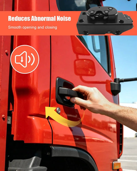 Passenger Side Door Latch Assembly For Heavy Duty Trucks 4600 4700 4800 Purely Mechanical Locking No Electric Actuator Delivers Smooth Reliable Door Operation On Rough Roads, red truck door