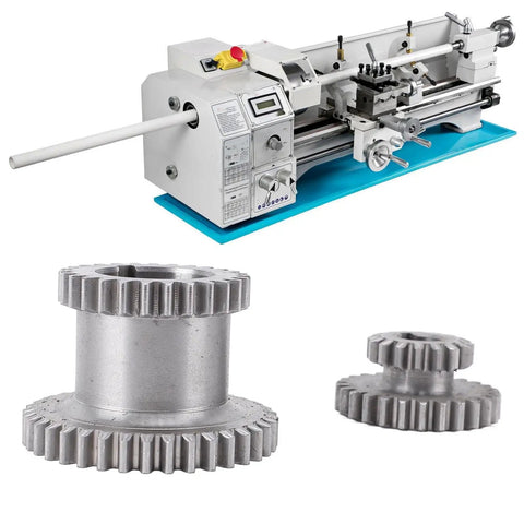 Top Shelf Heavy Duty Mini Lathe Gear Set High Low Speed Transmission Kit With Motor Belt Pulley Premium Replacement Parts on machining lathe.