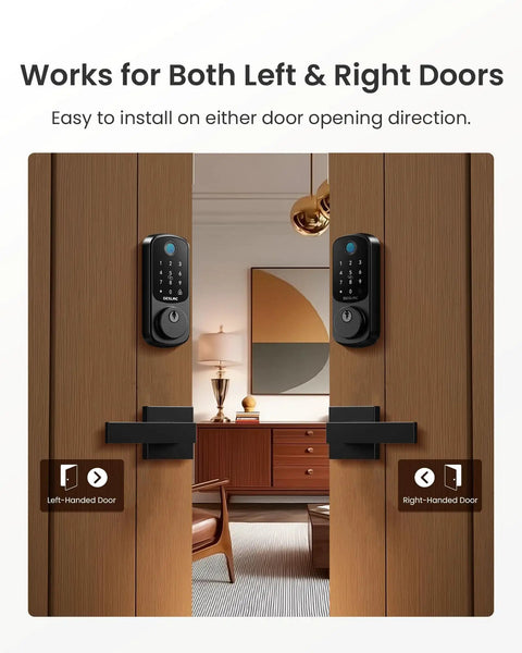 Fingerprint Smart Lock Dope With Two Lever Handles Keyless Front Door Entry Set Electronic Keypad Deadbolt App Control