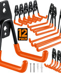 Heavy Duty Steel Garage Hooks With Anti Slip Coating, Wall Mount Storage Organizer, 12-Pack for tools and bikes