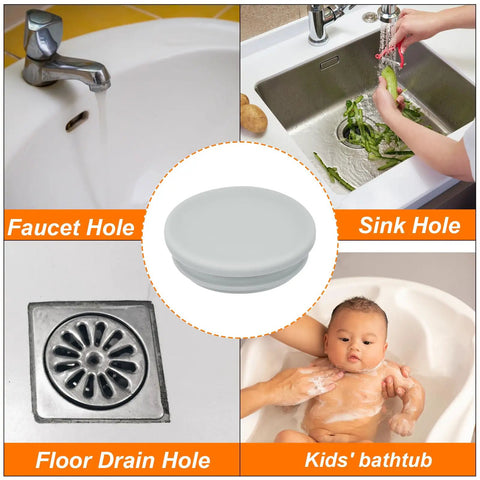 Two Piece Heavy Hitter Silicone Snap In Locking Hole Plugs 1.5 Inch Mounting Diameter in sink, faucet, floor drain, kids' bathtub.