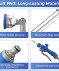 Two Pack Watering Wand With Nine Adjustable Spray Patterns, 16-Inch Metal Hose Nozzle components detail image