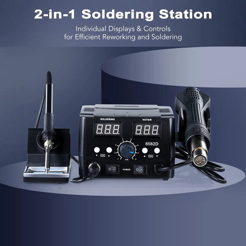 Digital All In One Soldering And Hot Air Rework Station 750W with temperature control for electronics and computer repairing