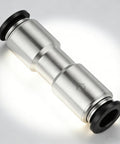 Pneumatic Push To Connect Check Valve One Way Fitting One Half Inch Inlet One Half Inch Outlet Nickel Plated Brass With NBR O Ring Seals