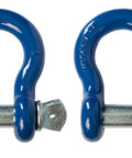 Pack Of 2 Bow Shackle 1 Inch D Ring 1-1/8 Inch Screw Pin Heavy Duty Rigging Shackles For Lifting, Recovery And Towing, 8.5 Ton Working Load Limit, 51 Ton Break Strength, Forged Steel With Powder Coat Blue Finish And Galvanized Pin