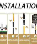 Heavy Duty 48 Inch Yard Stake Set For Outdoor Lawn Signs installation guide with steps to assemble metal sign holders black and gold.
