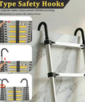 20.3 Ft Aluminum Telescoping Ladder With Stable Hooks, Heavy Duty 330 Lb Capacity, Multi Purpose Foldable Extension Ladder For Home, RV Or Outdoor Work, Lightweight Yet Sturdy, Anti Slip Feet For Safer High Reach. Aluminum telescoping ladder with J-type safety hooks attached