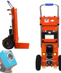 Heavy Duty Electric Stair Climbing Dolly With Powerful 1200W Motor And Smooth Folding Design For Moving Heavy Loads Like A Pro During Tight Moves Or Industrial Grinds Easily, showing side angle and features.