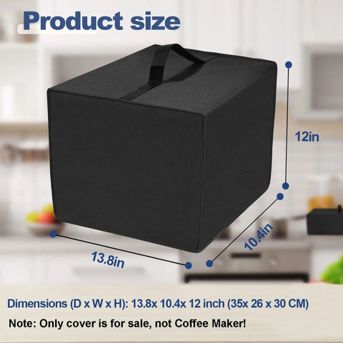 Black Single Serve Coffee Maker Cover For K-Supreme And K-Compact Pods - Waterproof Dustproof Heat Resistant Lid - 13.8x10.4x12 inches