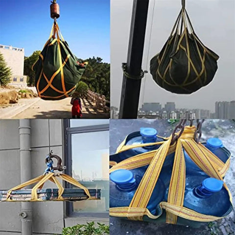 Rock Solid Heavy Duty Lifting Hoisting Net, Polyester Canvas Cargo Tray Bag For Crane And Pallet Safety, lifting water bottles and cargo.