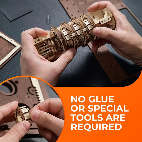 Wooden 3D Puzzle Box For Adults With Steampunk Combination Lock, Book Of Secrets DIY Mechanical Puzzle Kit, Interactive Brain Teaser With 263 Pieces, Medium Difficulty, Buildable Model For Curious Hands On, wooden lock mechanism